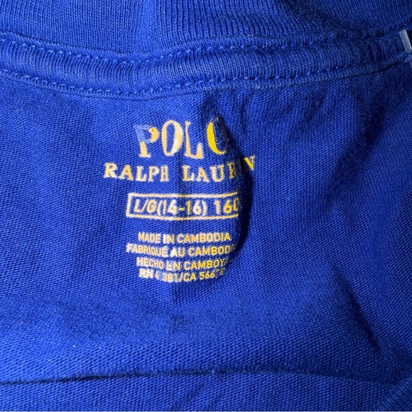 Ralph Lauren Kids Long Sleeve Shirt with Polo Bear in Blue and Yellow - Picture 3 of 5